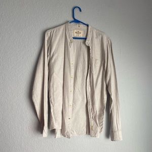 Cream linen mock collared button up🙂